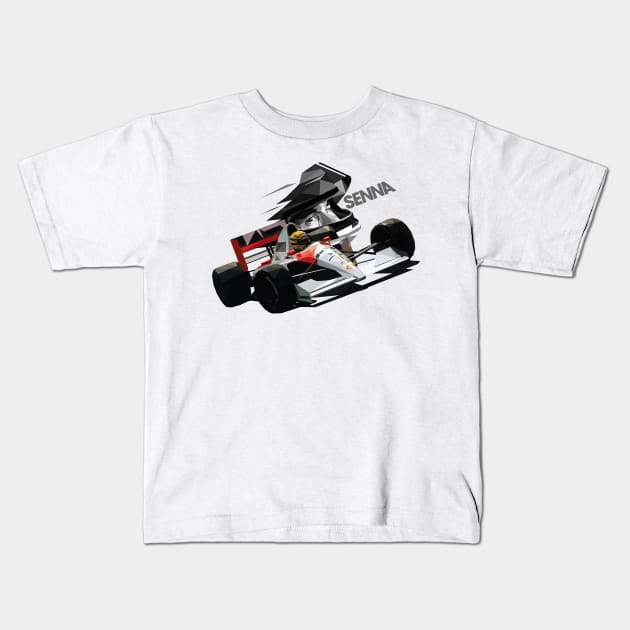 Ayrton Senna Low Poly Kids T-Shirt by pxl_g